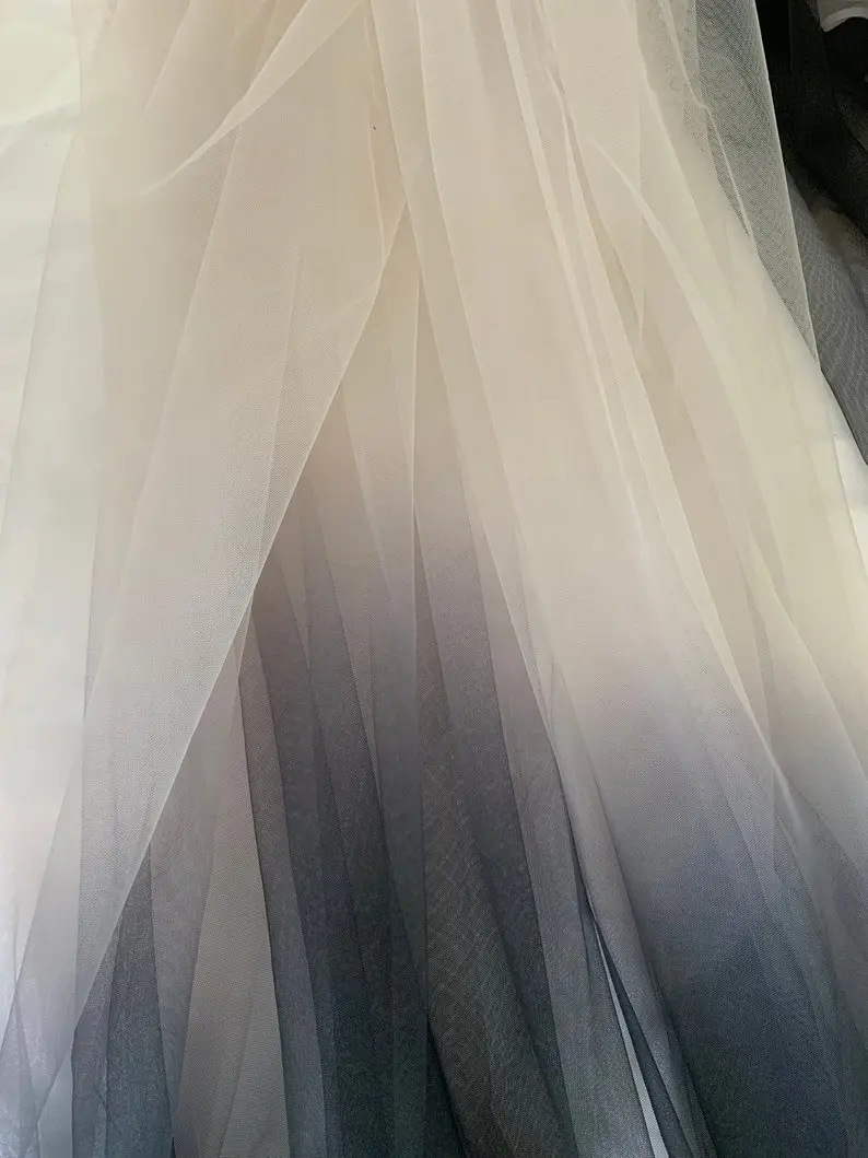 

1 yards Tie-dyed style tulle fabric with Gradient colors, nude to black mesh lace fabric, gauze net fabric