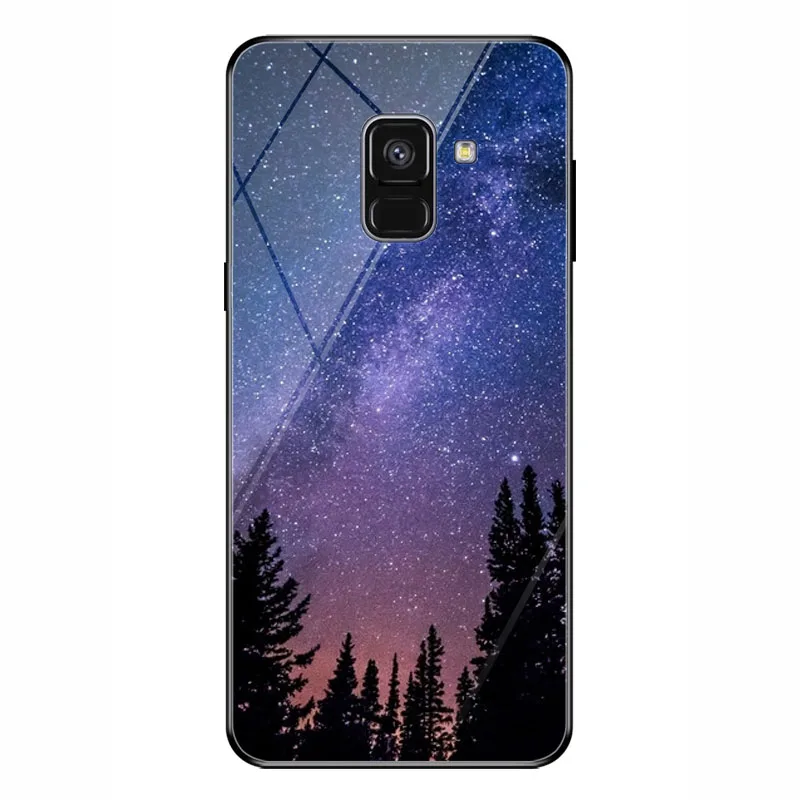 BLK-16 Звездное небо Футляр для телефона 5,6 дюйма для samsung Galaxy A5 A8 закаленное стекло чехол для samsung Galaxy A8 Plus 6,0" - Цвет: BLK-16