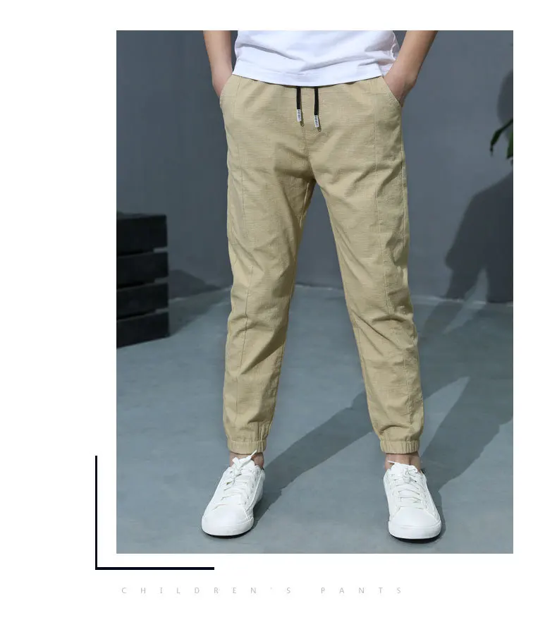 Boys Casual Pants For Summer New Solid Cotton And Linen Mosquito Pants Boy Fashion Trousers 110-160 High Quality
