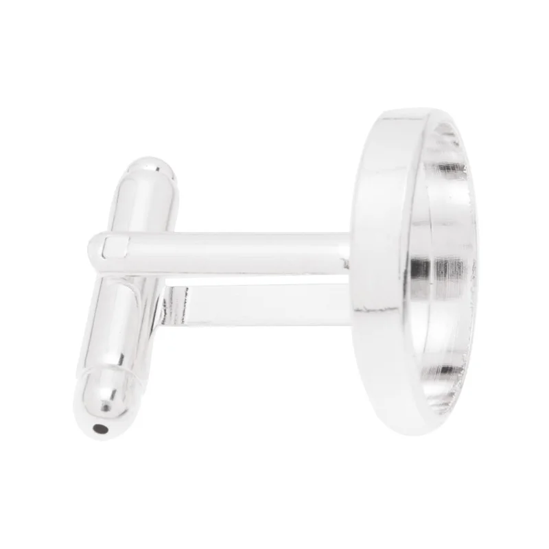 Запонки с круглой оправой 16 мм базовая запонка Блестящая серебряная фоторамка