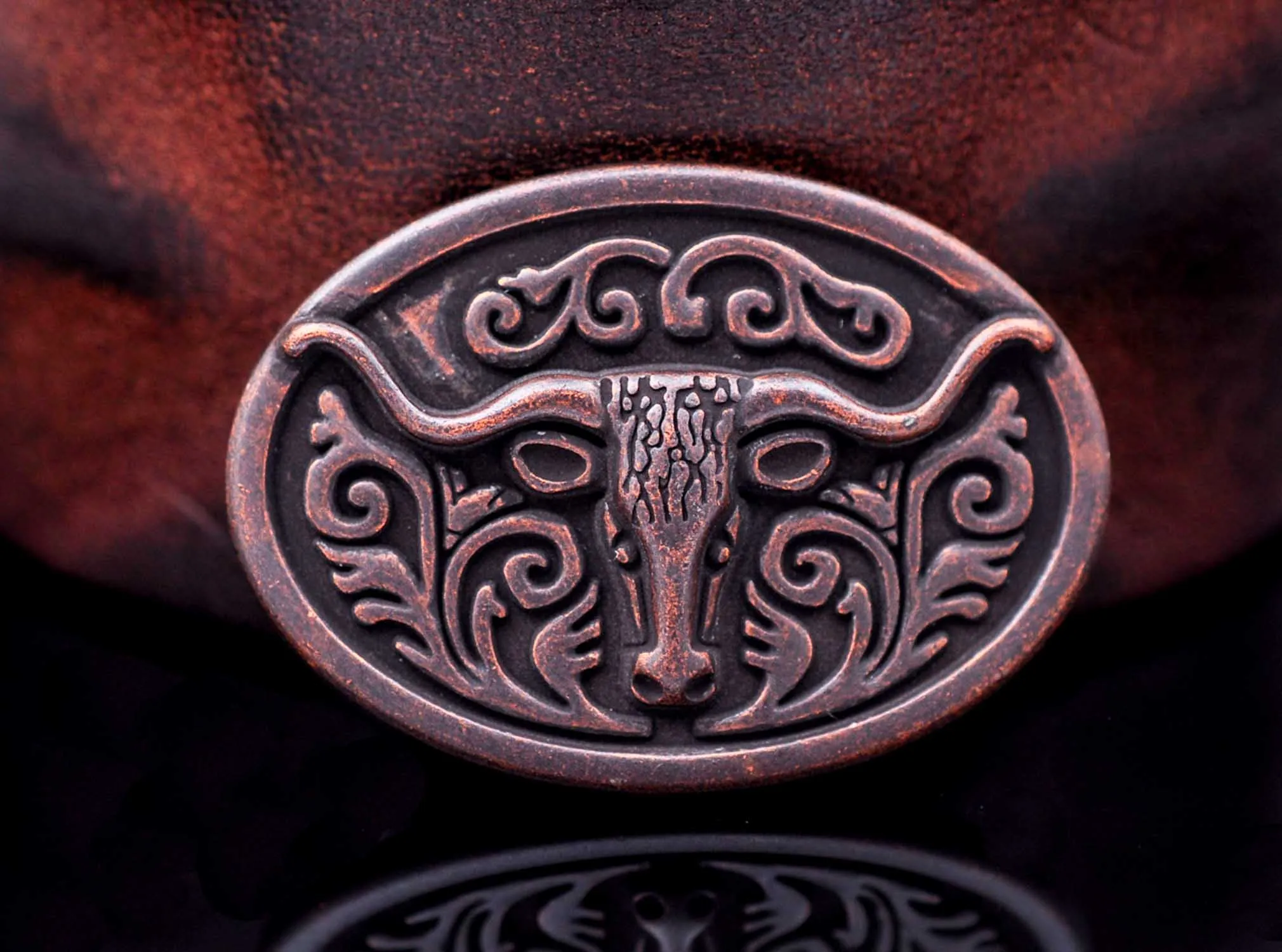 

10X 1-1/2" Quality Antique Copper Cowboy Longhorn Bull Flower Saddle Bridle Concho For Leathercraft Hatband Belt Rivetback