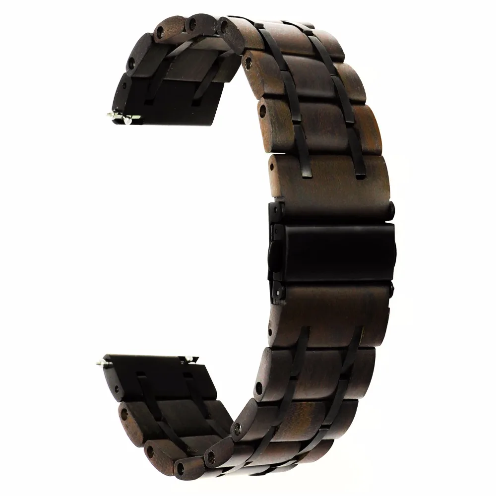 Ремешок для часов из натурального дерева+ нержавеющей стали 22 мм для huawei Watch 2 Classic Pebble Time Moto 360 2 46 мм быстросъемный ремешок