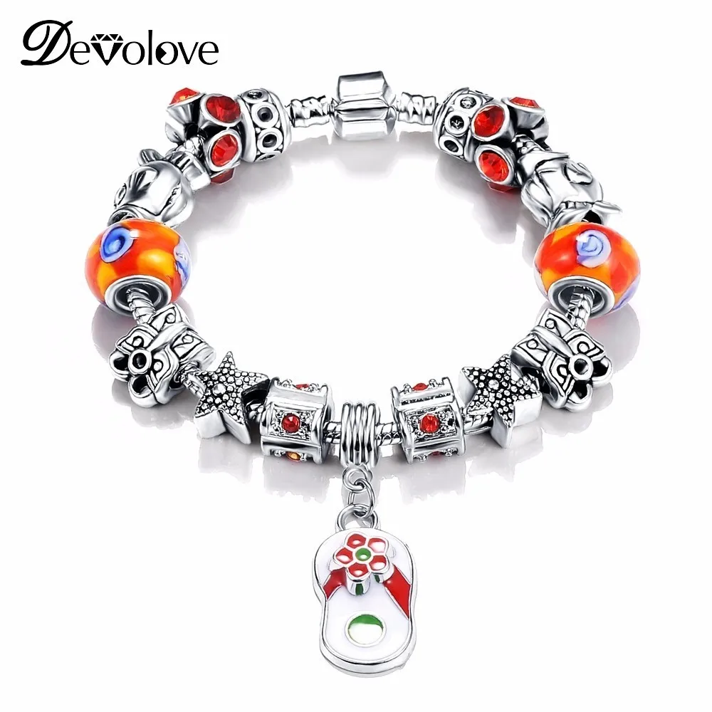 DEVOLOVE старинное серебро Браслеты и браслеты Шарм Подвеска для Для женщин Винтаж