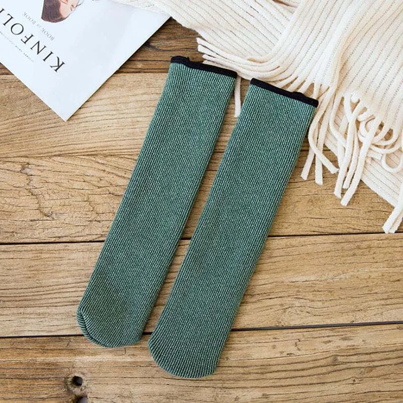 green 1 pair BllooBeell толстые теплые зимние женские носки вельветовые Модные блестящие золотые/носки серебристого цвета для женщин и девочек Хлопковое Повседневное платье, носки - Цвет: green 1 pair