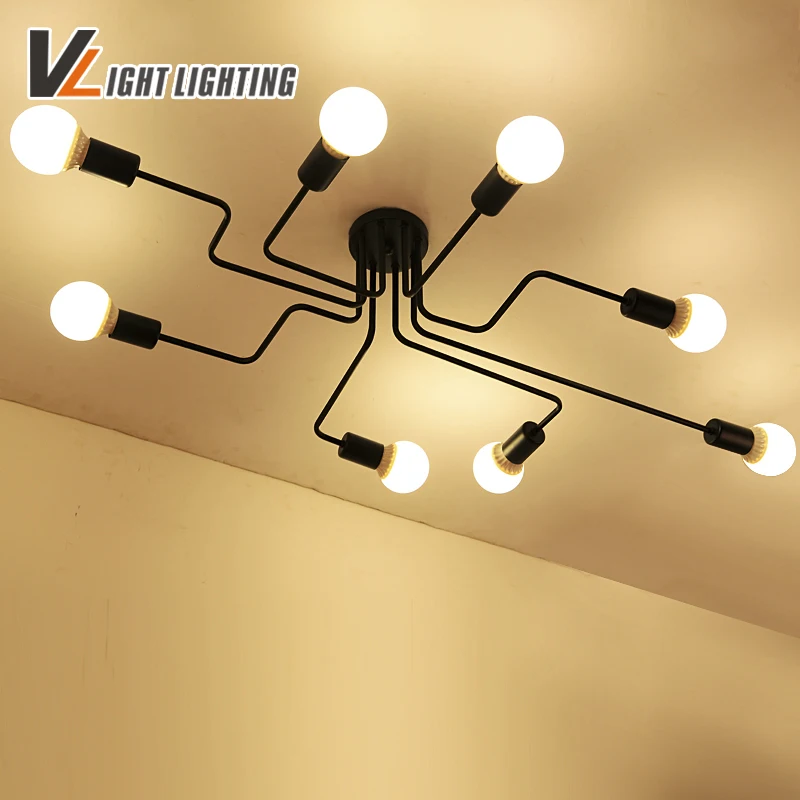 Винтажные потолочные светильники для дома лампа из кованого железа гостиной