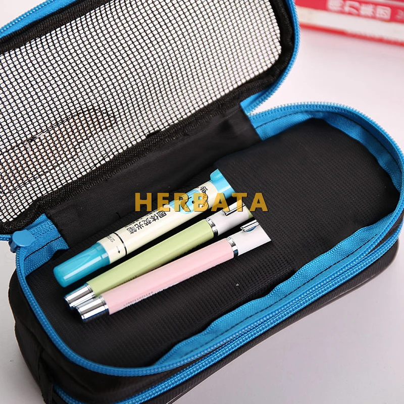 Корейская двухслойная сумка для карандашей нейлоновая вместительная ручек