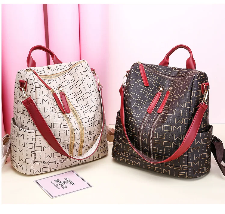 Leather Backpacks for Adolescent Girls Zipper Backpack Female Backpack to School Notebooks Laptop College bag