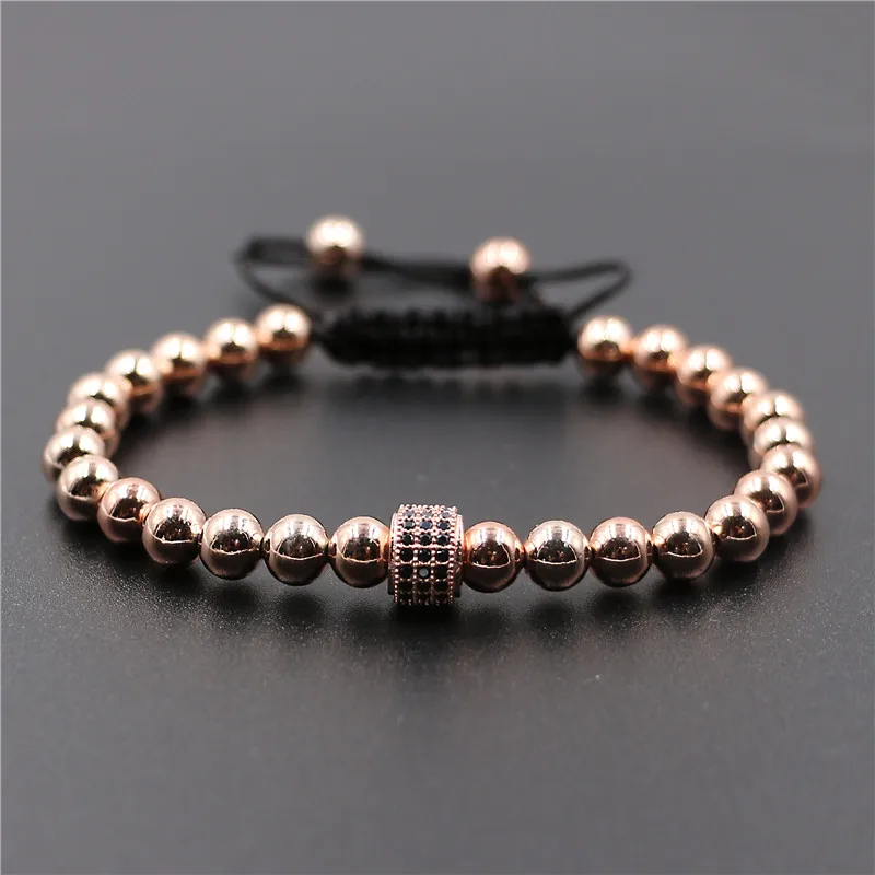 2017 Модная медная оплетка из бусин и микрофианита браслет макраме для мужчин