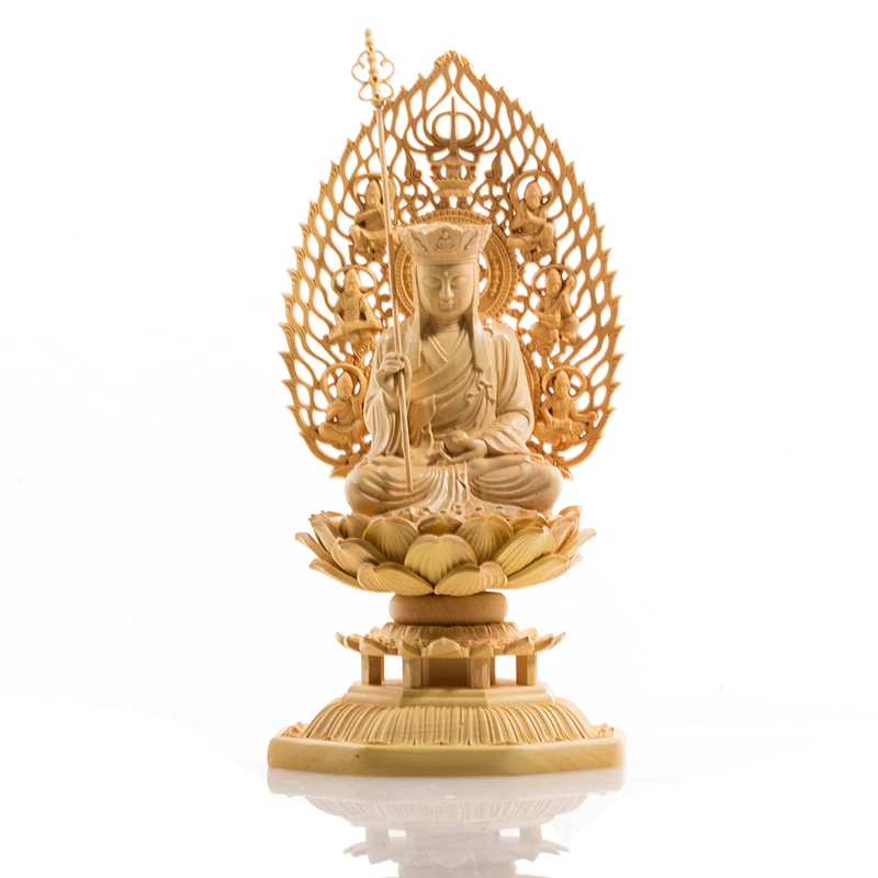 Ksitigarbha король Инферно 17 см китайская статуя Будды из самшита деревянная богиня