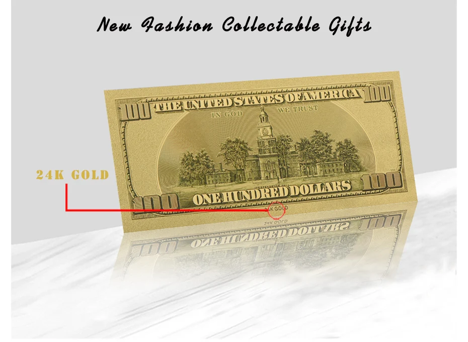 Золотая банкнота WR для украшения дома из фольги 100 долларов США|banknote|banknotes