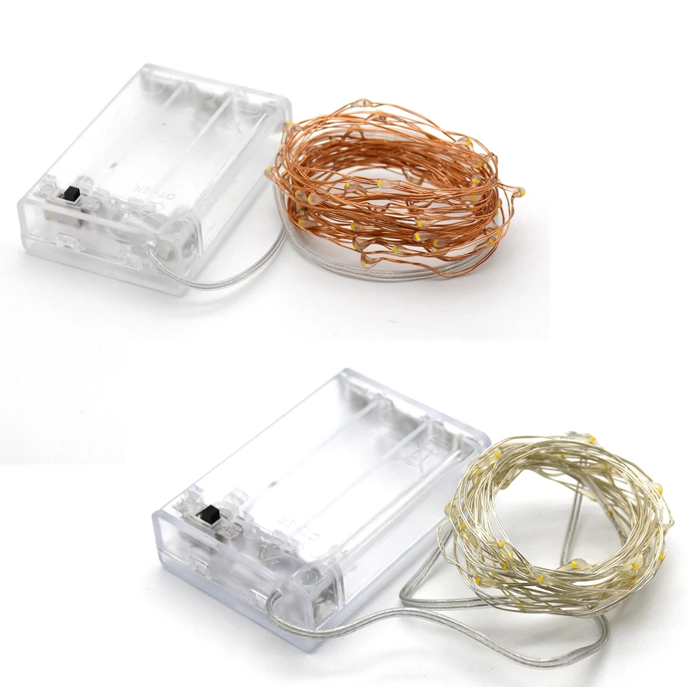 5 м 10 медная Серебряная проволочная батарея USB светодиодная гирлянда