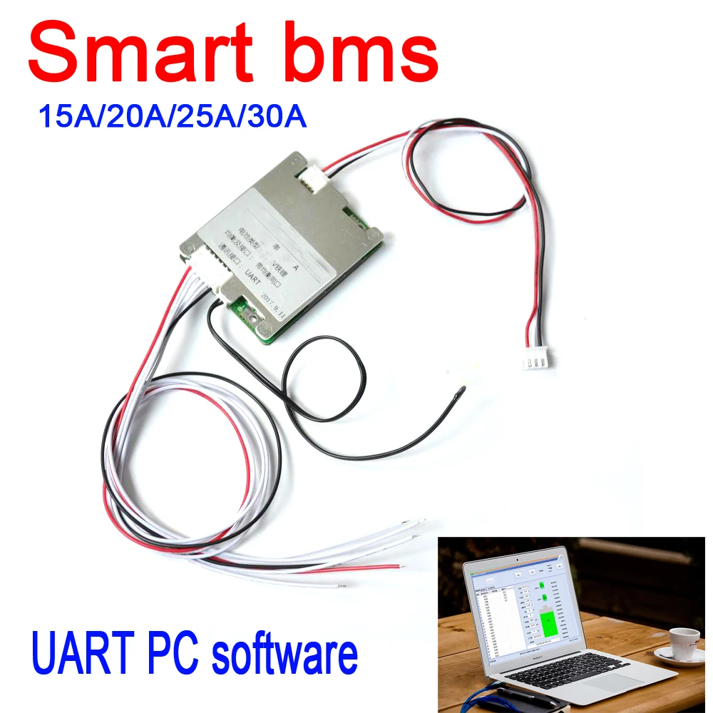 Умный 3S 15A 20A 25A 30A литий ионный литиевый аккумулятор BMS Защитная плата баланс + UART