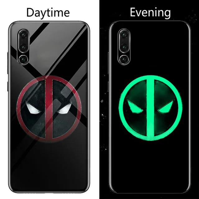 Coque чудо-яд светящийся стеклянный чехол для телефона huawei P30 P20 Pro Lite P10 Plus Honor 10 9 9X 8X i Железный человек Бэтмен чехол Funda - Цвет: Deadpool 2