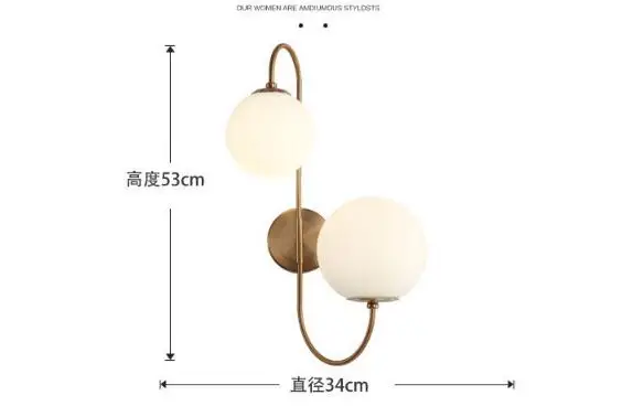 2 heads wall lamp Современный скандинавский Золотой 6 светильник s стеклянный шар подвесной светильник молочно-белый для столовой бара ресторана подвеска E27 светодиодный светильник - Цвет корпуса: 2 heads wall lamp