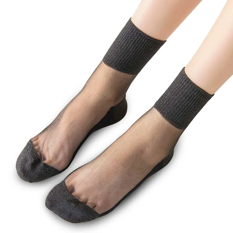 

Sexy Lace Mesh Fishnet Socks Transparent Stretch Elasticity Funny Ankle Glass Socks Net Yarn Thin Cool Shiny Silk Crew for Women