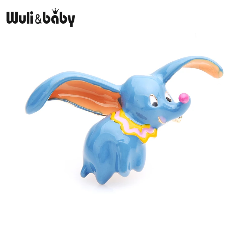 Wuli& baby голубые летающие броши-слоны Новая мода эмаль слон животное брошь для вечеринки булавки подарки