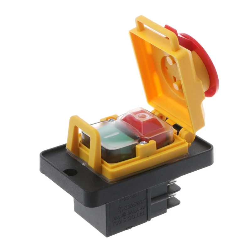 

KJD12 250V 4Pin Waterproof Magnetic Start Stop No Volt Release Pushbutton Switch NVR Common to Woodshop and Metalwork Machines-M