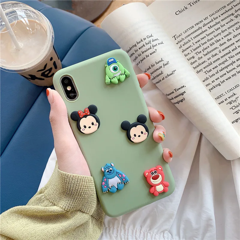 super cute cartoon embossing 3D doll TPU Pink green soft shell phone Case For Apple iphone 6 6s 7 8 Plus X XS XR MAX |