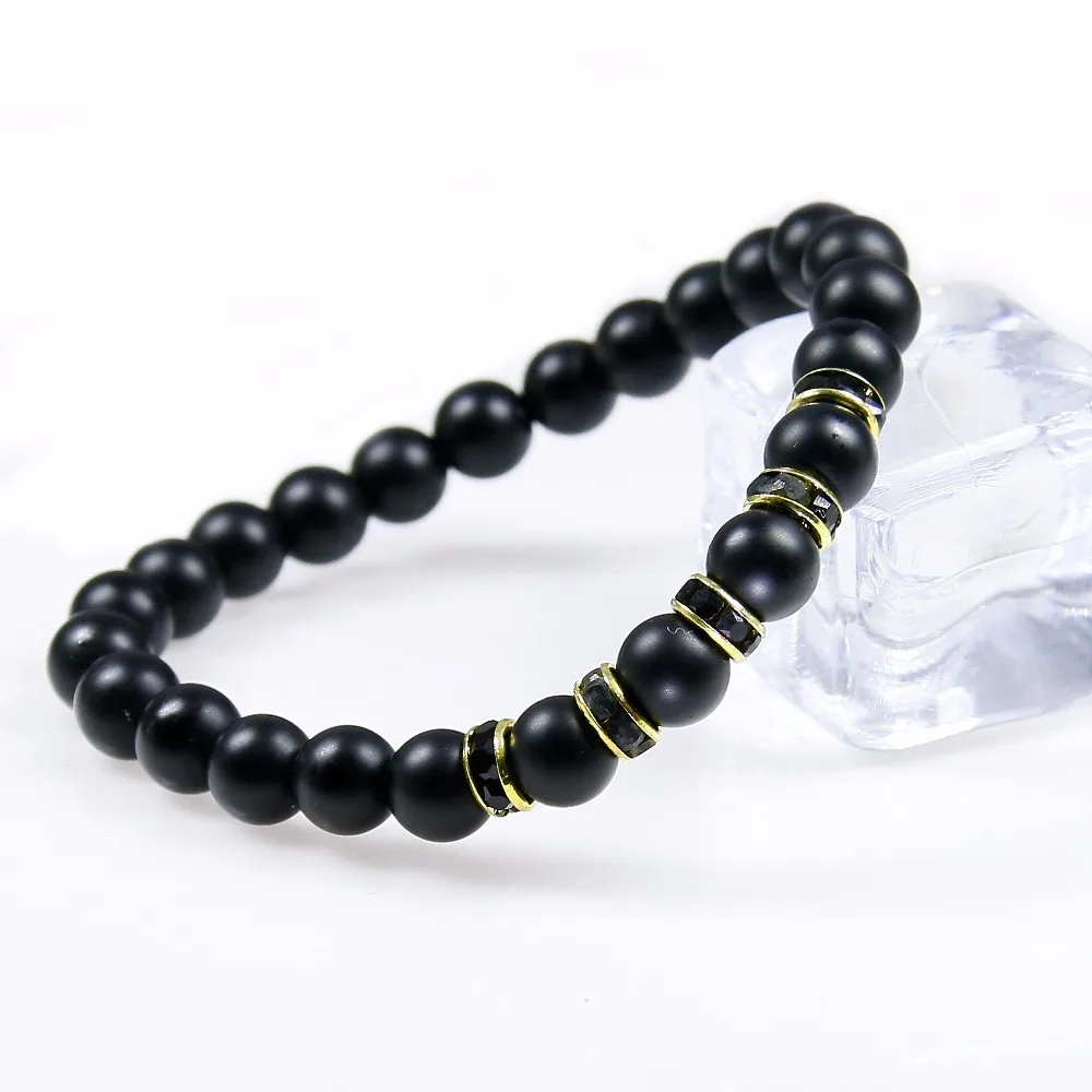 Натуральный черный матовый оникс 8 мм ювелирные изделия хрустальные бусины со