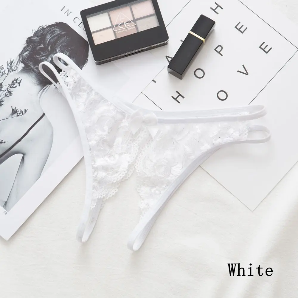 white Briefs Новинка, сексуальные женские кружевные трусики с цветами, низкая посадка, Прозрачное нижнее белье с вышивкой, одноцветные сексуальные женские трусы - Цвет: white Briefs