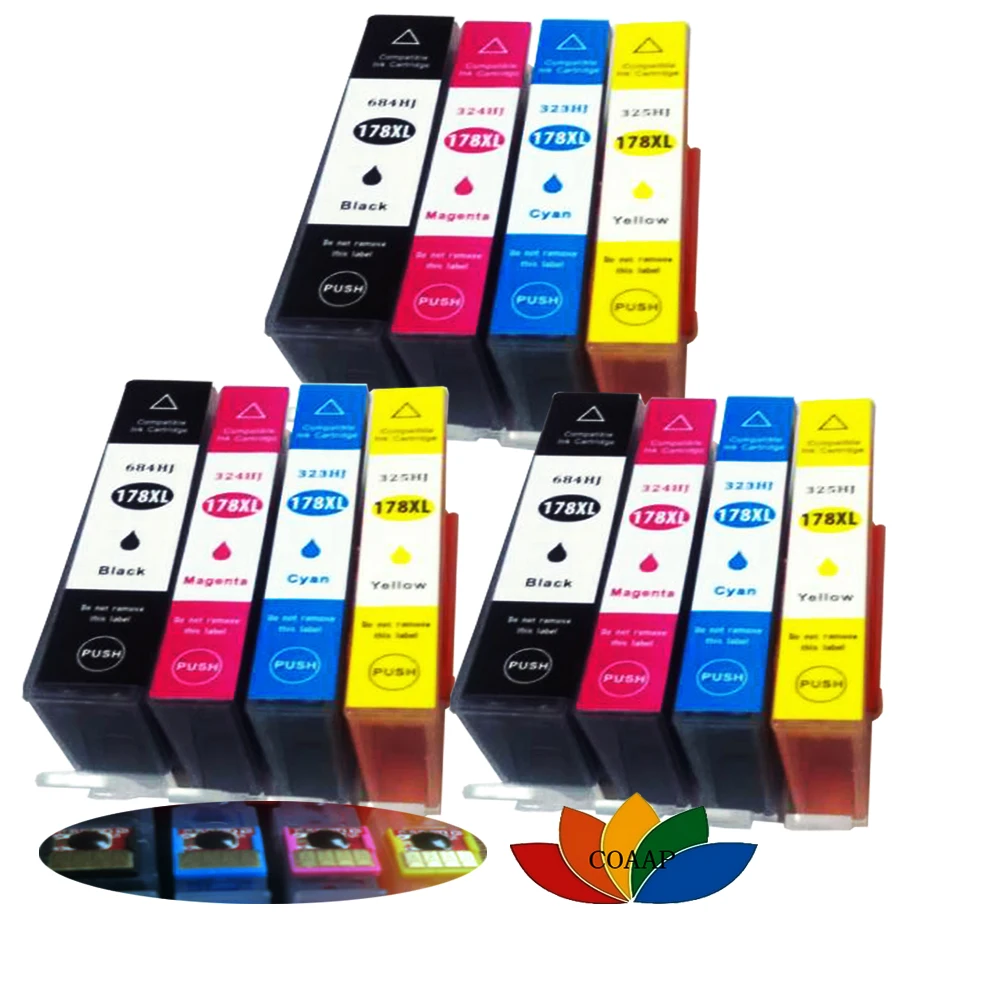 12 шт. совместимый картридж для принтеров HP 178 178XL Deskjet 3070A 3520 Officejet 4620 Photosmart 5510 5520 5515