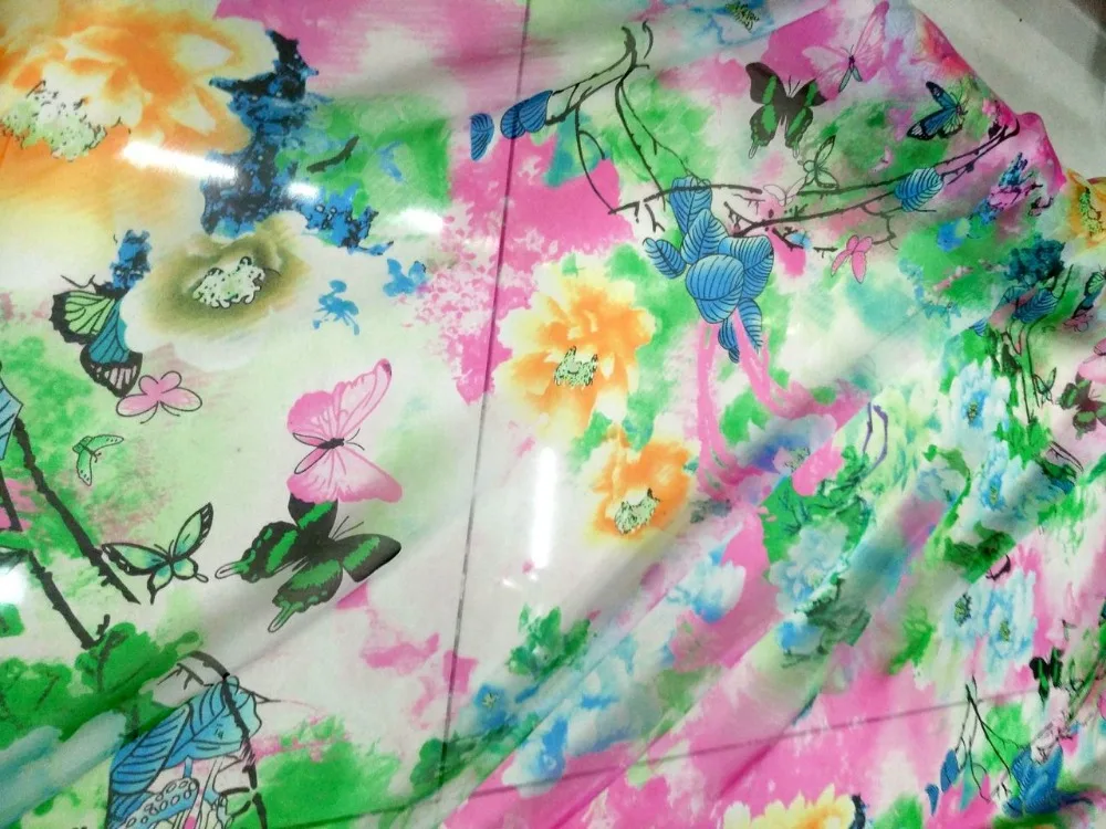 Шелковая шифоновая ткань 2021 чистый шелк тутового шелкопряда принтом зеленых