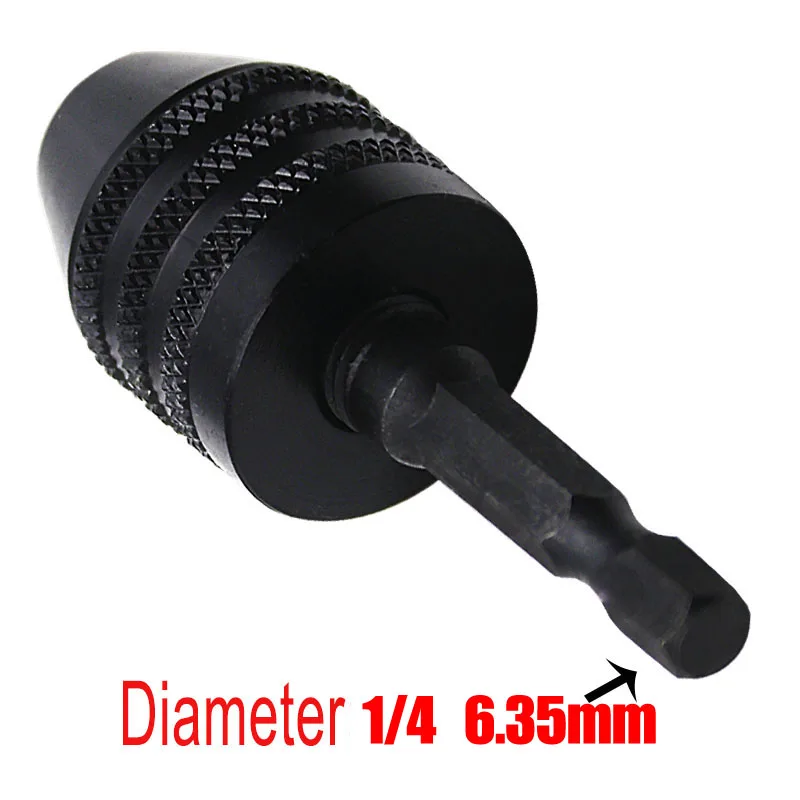 

0.3-6.5mm 1/4" 6.35mm Keyless Drill Chuck Screwdriver Impact Driver Adaptor Hex Shank Drills Grinder Converter