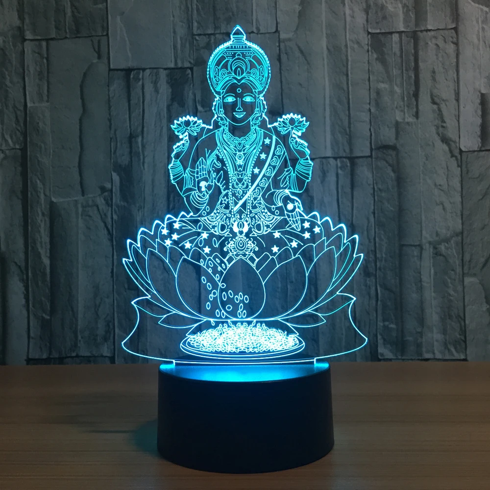 3D лампа Lakshmi с изменением цвета ночник светодиодный визуальный светильник богини