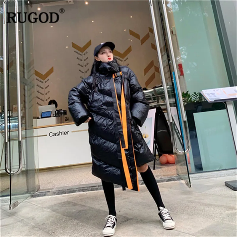 RUGOD 2019 Осень Зима хип хоп женское толстое широкое приталенное пальто женские с