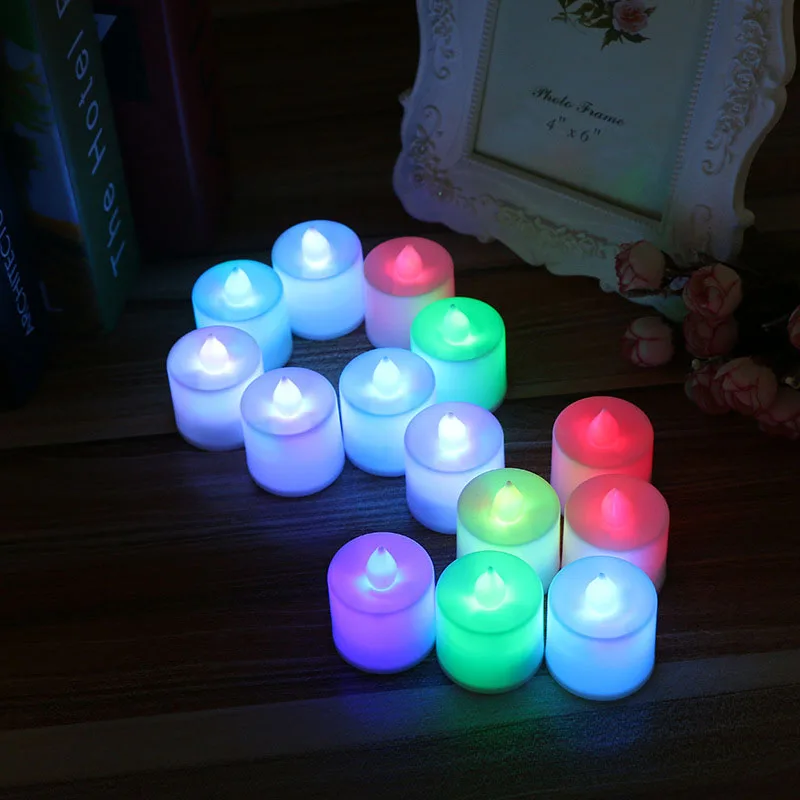 24 шт./лот мини свеча имитационная лампа светодиодная цветная для свадьбы дня