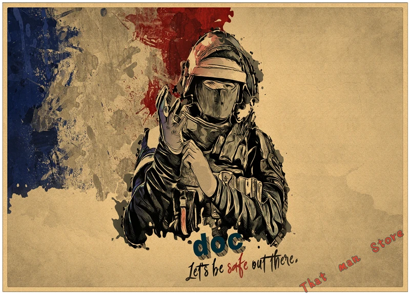 Плакат Tom Clancy's Rainbow Six Siege, украшение, плакат, наклейка на стену, Ретро плакат из крафт-бумаги 42*30 см