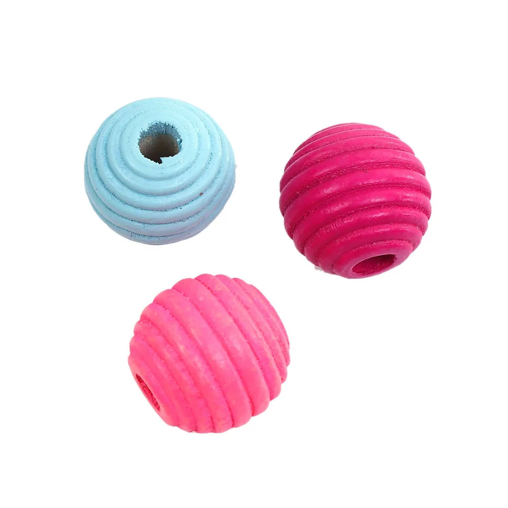 DoreenBeads Круглые DIY деревянные бусины в случайном порядке полоску около 20 мм (6/8 &quot)