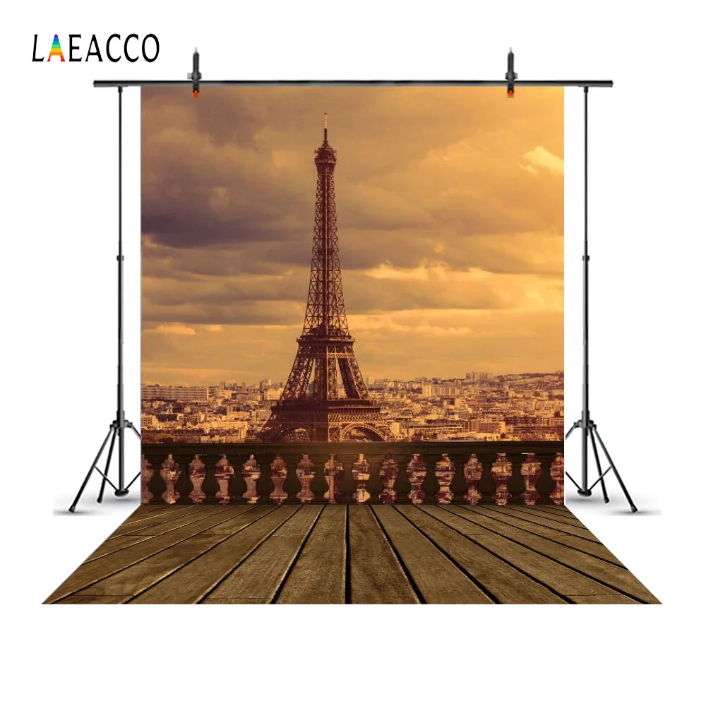 

Laeacco Eiffel Tower Paris Cloudy Sky Twilight Scenic Photography Backgrounds Customized Photographic Backdrops For Photo Studio