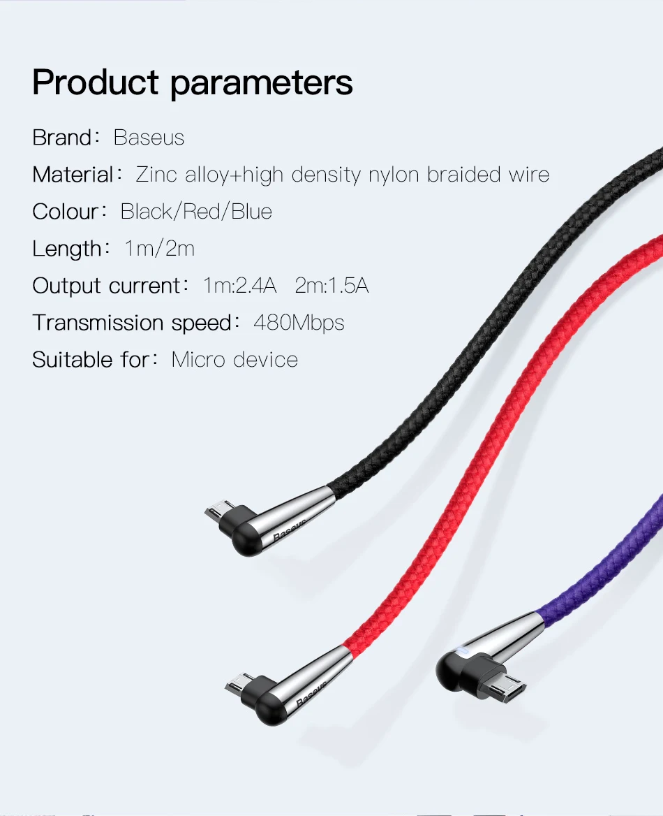 Baseus Lighting Micro USB кабель Реверсивный Быстрая Зарядка Кабель Microusb для samsung A7 Xiaomi Redmi Note 5 Android зарядное устройство