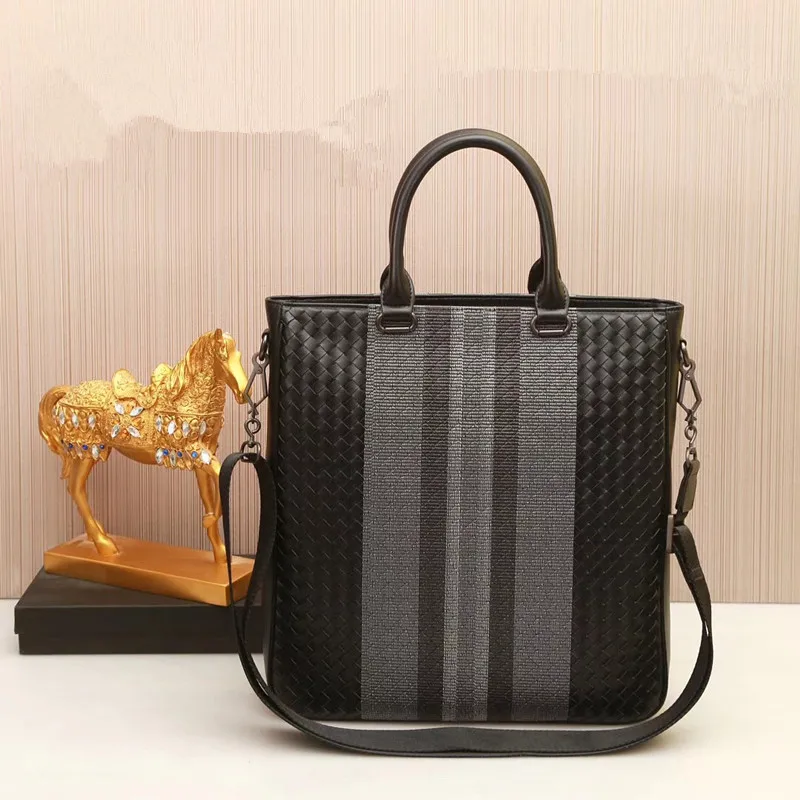 Kaisiludi embroidery men's handbag business leather single-shoulder slant braided men's bag leather briefcase casual computer ba