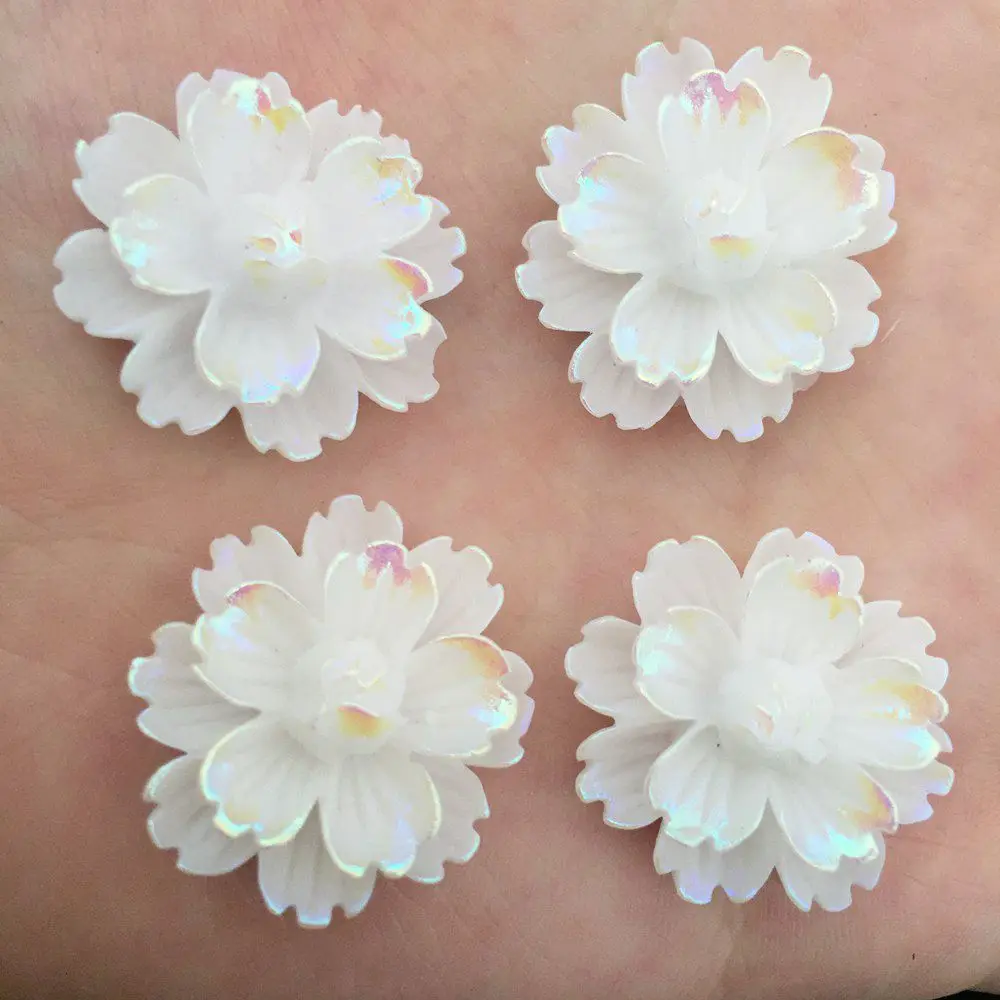 

NEW 12PCS 25mm AB Resin Candy Color Flower Stone Flatback Wedding Buttons Crafts K138*2