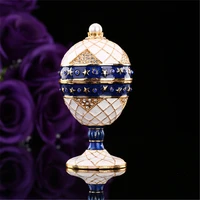 qifu new arrive white and blue faberge egg trinket boxe for home decor
