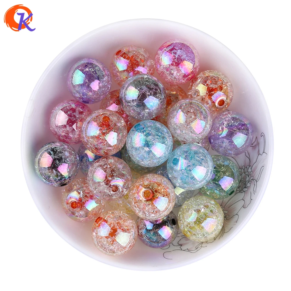 

20MM 100Pcs/Lot Mix Colors Gumball Bubblegum Acrylic Colored Hole AB Crack Beads Colorful Chunky Beads For Necklace Jewelry