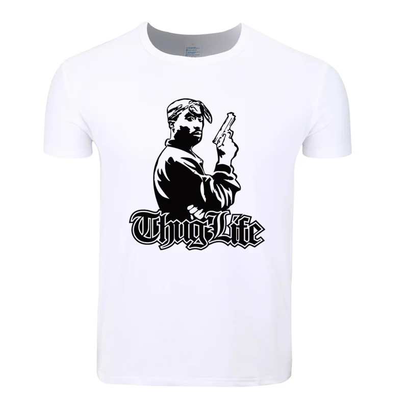 Азиатский размер принт американский рэппер Тупак Makaveli 2pac футболка с О-образным