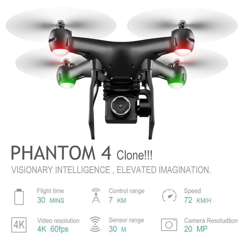 Wi-Fi FPV Rc вертолет с широким углом 4K HD камера Дрон высоким режимом удержания