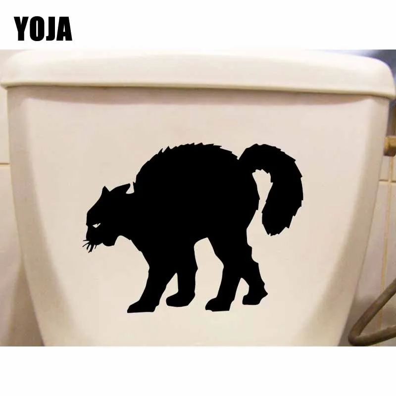 YOJA 23.4X17.7CM наклейки для туалета Фреска номер дизайн искусство котенка ПЭТ на стену