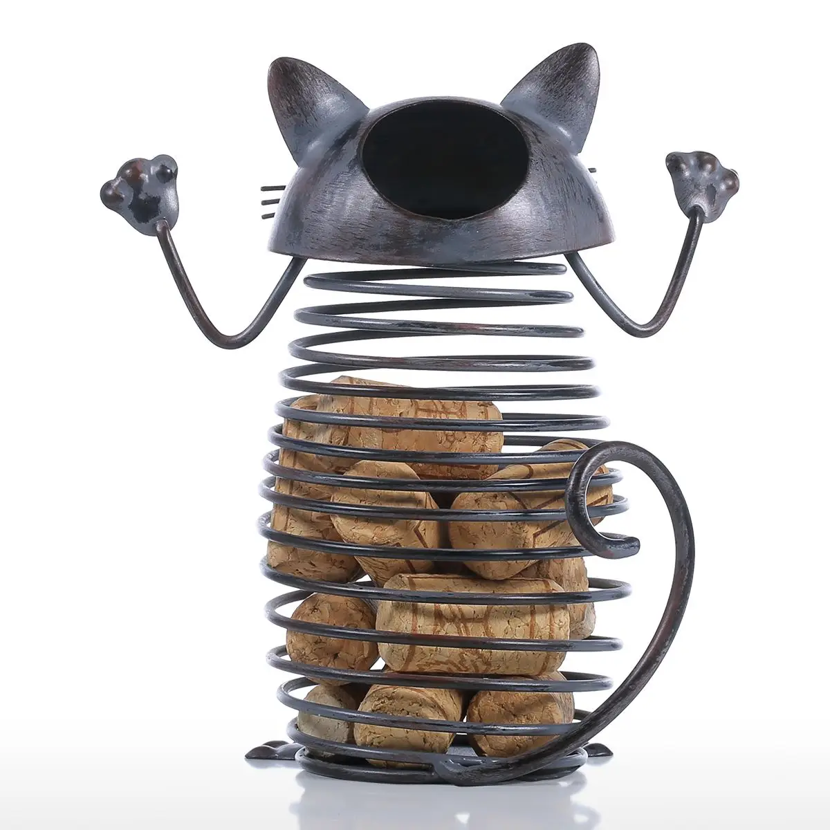 Tooarts пружинный Кот пробковый контейнер железная скульптура бутылочка для кошек