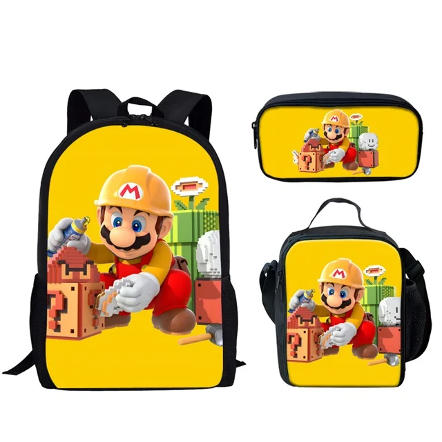 HMC1445CGK Coloranimal Cool Anime Japan Style Set School Backpack Super Mario Bros School Bag for Girl Boy Bookbag Junior Teenager Backpack - Цвет: HMC1445CGK