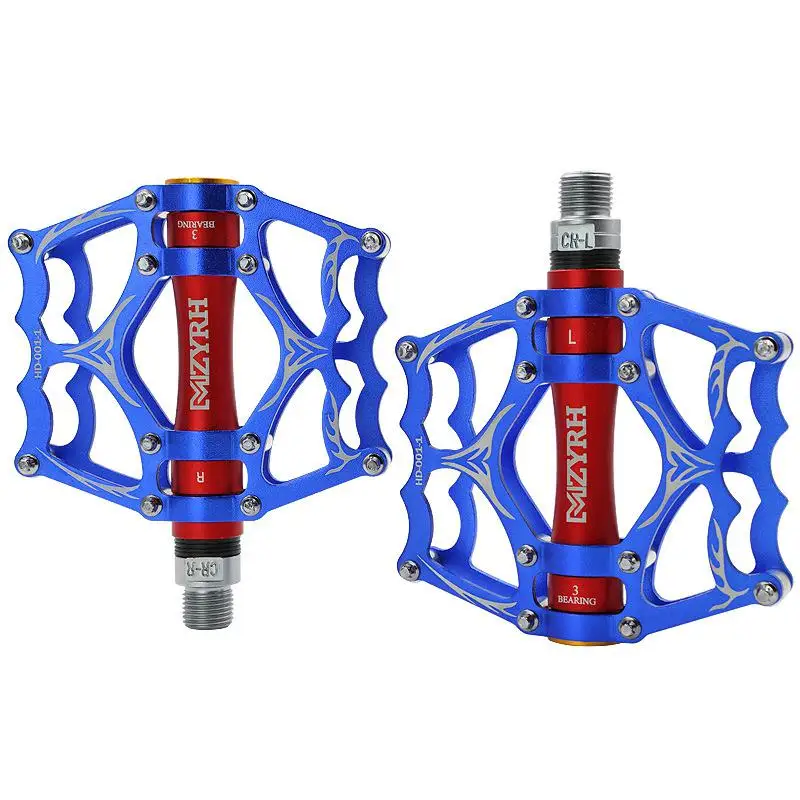 Blue red Велосипедная педаль для горного велосипеда MTB, подвесной светильник для горного велосипеда, велосипедные педали из алюминиевого сплава, 3 шарикоподшипника, педали BMX, Аксессуары для велосипеда - Цвет: Blue red