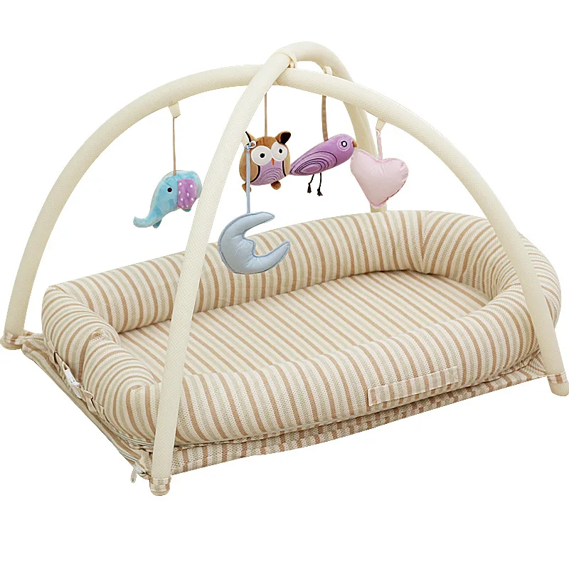 Baby Portable Trampoline Bed Newborn Cradle with Toy Game Detachable Ruffle Bassinet Travel Free Deliver | Мать и ребенок