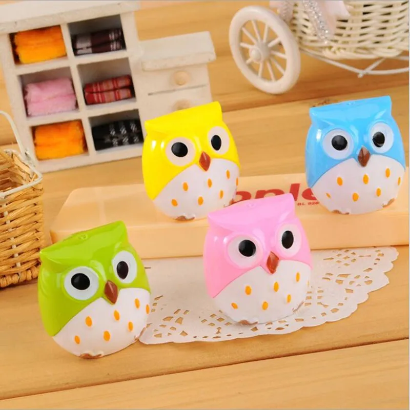 

24Pcs/lot Cute Kawaii Lovely Plastic Owl Automatic Pencil Sharpener Creative Stationery Gifts For Kids School Supplies