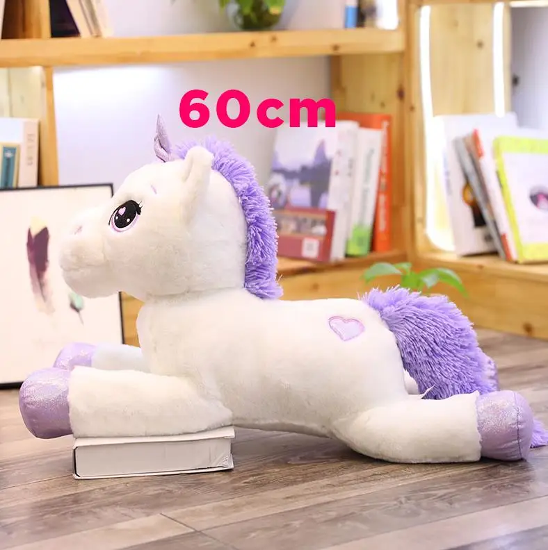 60CM white heart 1 шт., 60-110 см, Гигантский Размер, милый единорог, плюшевая игрушка, милое животное, единорог, подушка, мягкие игрушки, домашний декор, детский подарок на день рождения - Цвет: 60CM white heart
