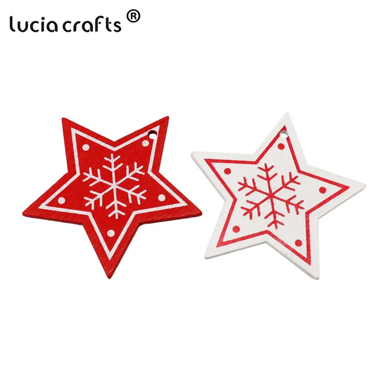 Lucia Crafts 10/12 шт./лот 5 см деревянное Сердце Дерево звезда рождественская подвеска