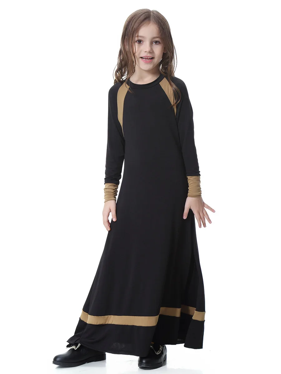 Мусульманское платье с длинными рукавами для девочек; abaya; Исламский Дубай; арабский халат; Традиционное От 7 до 14 лет платье; VKDR1285
