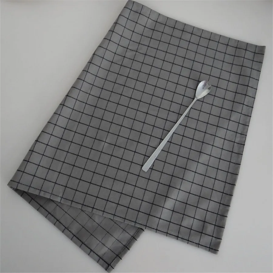 Plaid Классическая серия серых многоразовых текстильных салфеток в клетку и полоску, дизайн для домашнего использования, кухонное полотенце, тканевая салфетка для кофе и чая - Цвет: Plaid